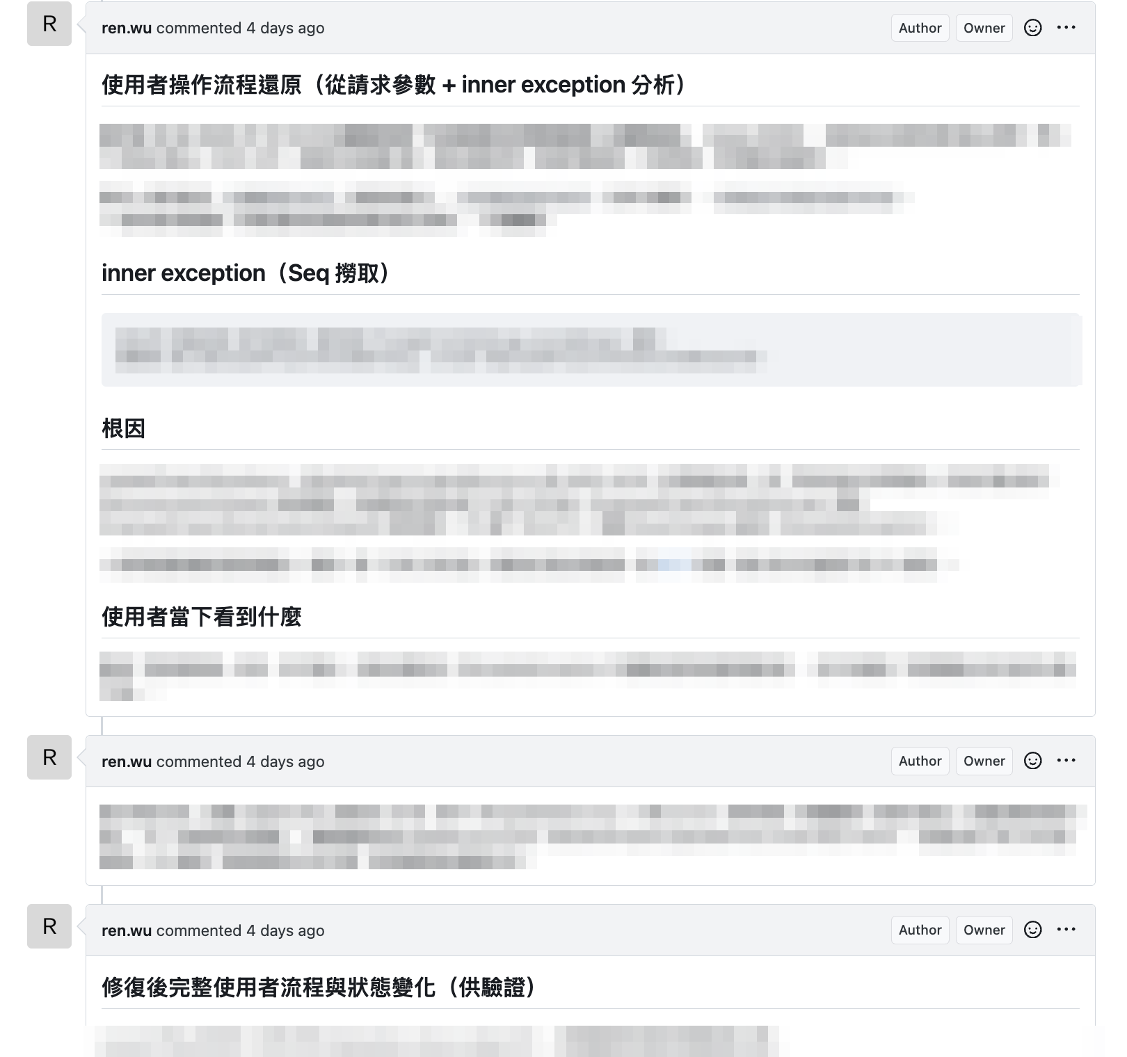 Root-cause analysis and fix verification, documented directly on the issue